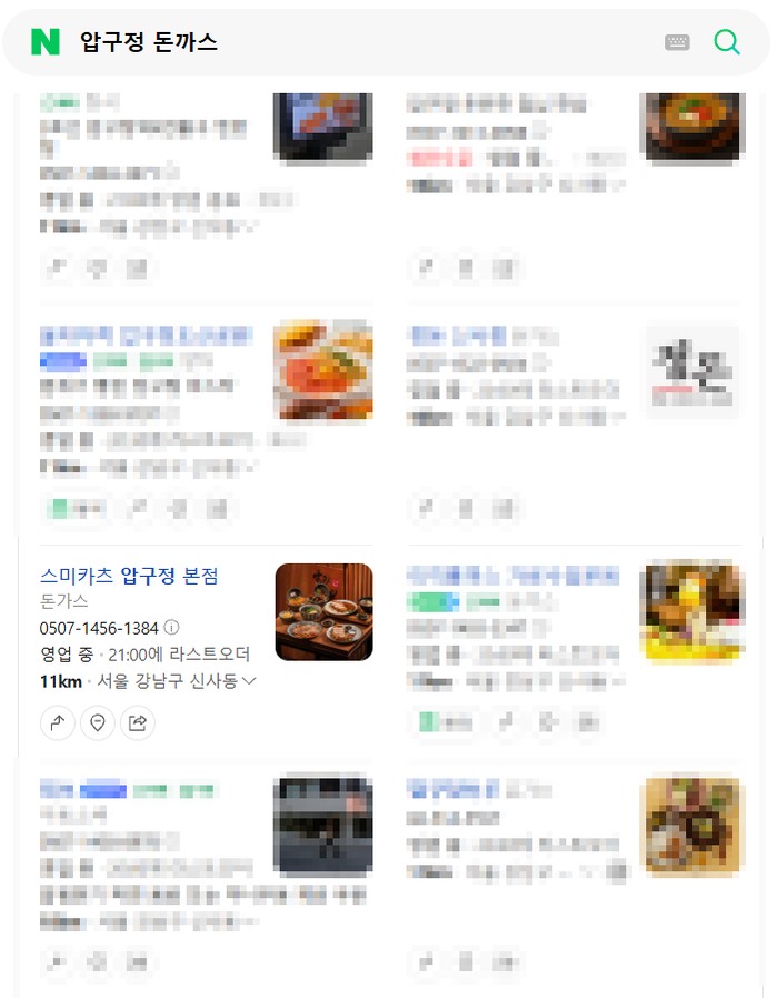 압구정 돈까스 검색 결과